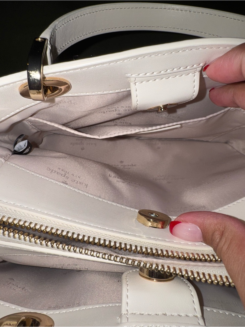 kate spade White Quilted Leather Satchel with Gold Hardware - Picture 6 of 6